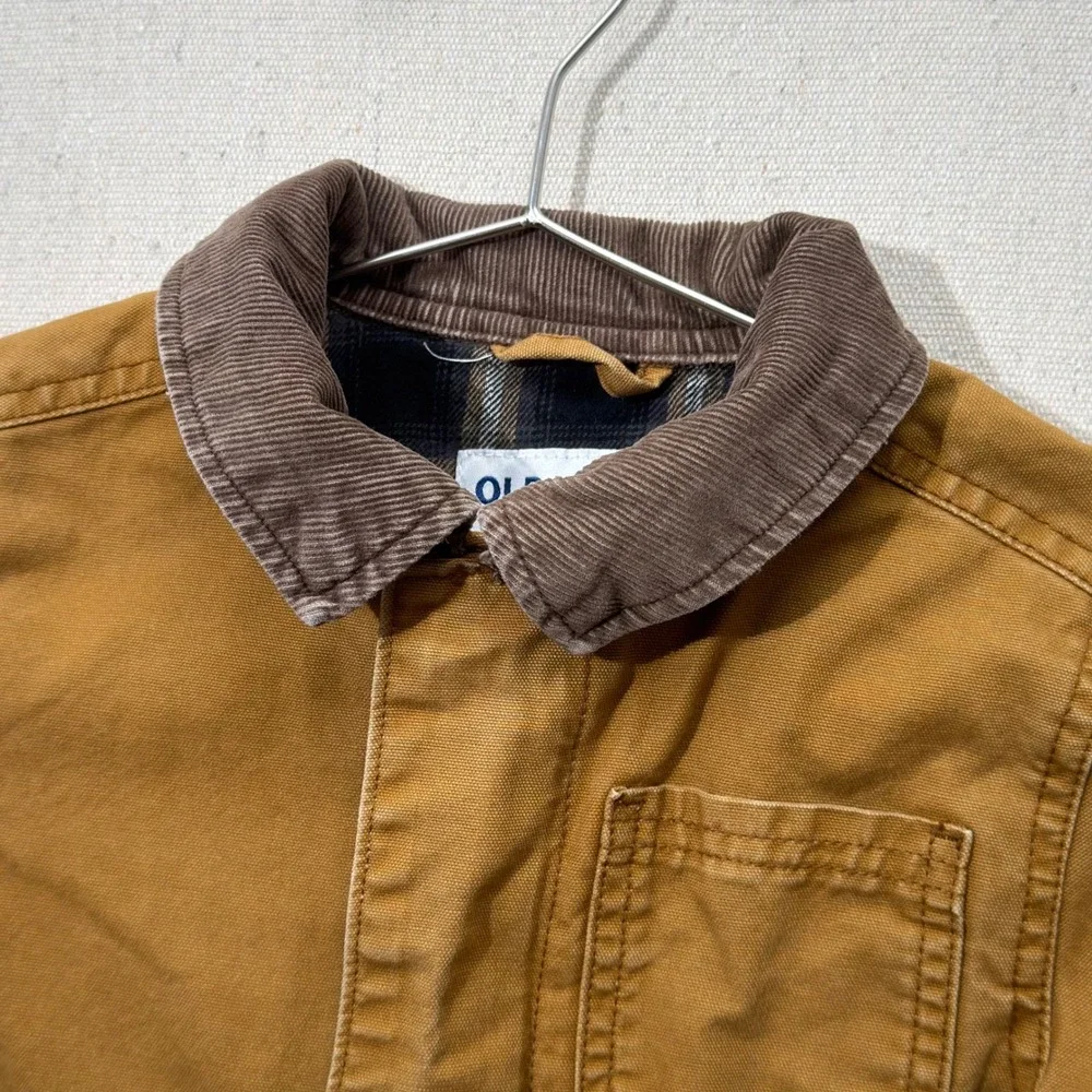 Old Navy Chore Coat barn jacket Kids 4T Canvas Plaid Lined Corduroy Collar